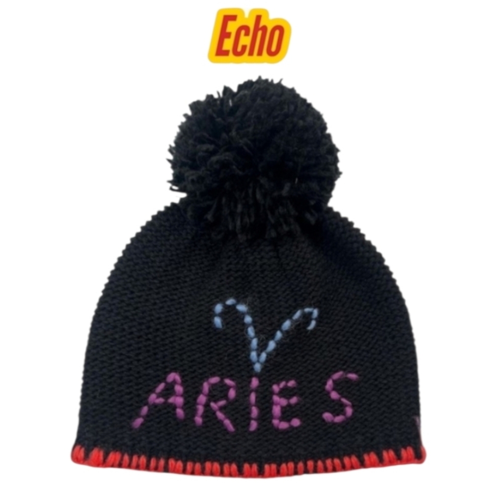 NWT Aries Black Knit Beanie with Pom Pom